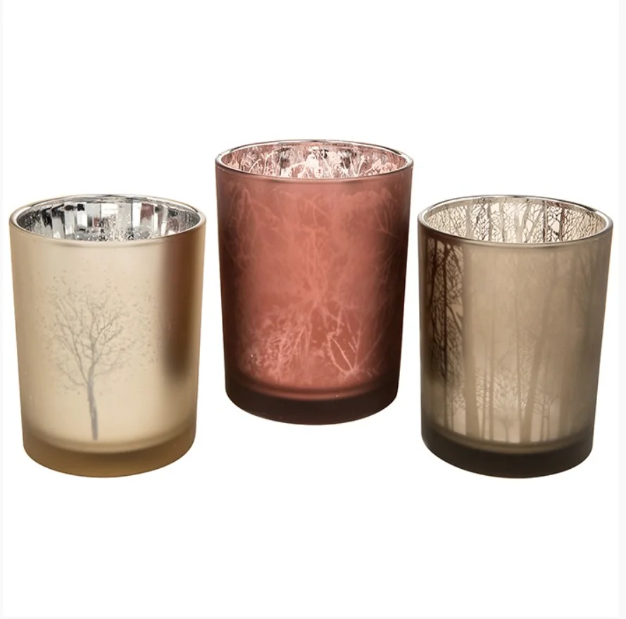 YIXIN Rose Gold Votive Candle Holders Set of 12 - Mercury Glass Votives Candle Holder - Tealight Candle Holder for Home Decor