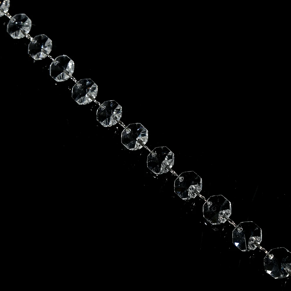 Wholesale hanging crystal chandelier octagon bead garland strand glass curtain chain for wedding christmas