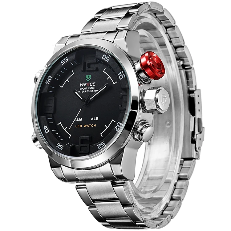 
Custom Logo Full Steel Water Proof Wholesale Wrist Watches Men LED Digital Fashion Sports Quartz Watch 