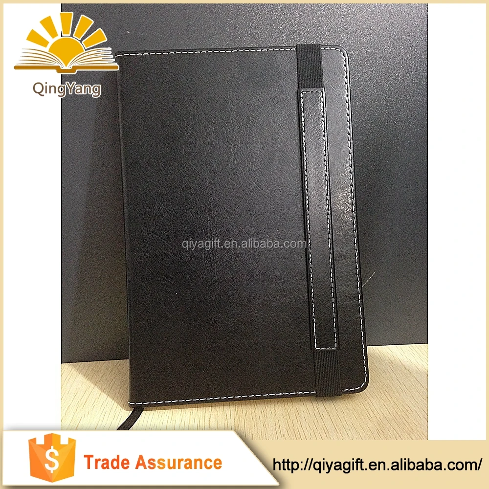 High Quality Stationery Hardcover PU Leather Moleskin Notebook With Elastic Band And Pocket