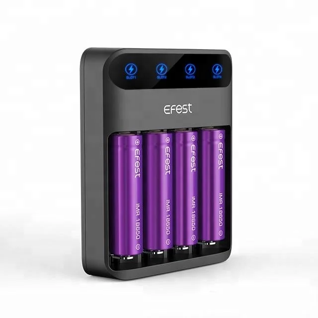 
3 Years Warranty Efest LUSH Q4 Led Screen IMR/INR Battery Charger 18650 20700 21700 