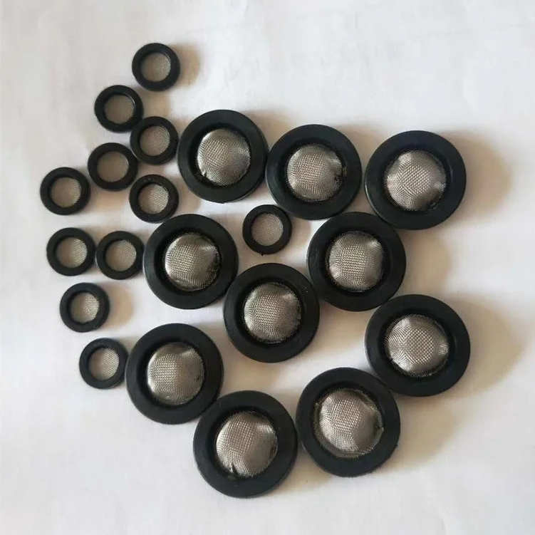Factory price stainless steel rubber washer filter with mesh20 30 40 60 80 mesh screen filter cap/hose rubber washer