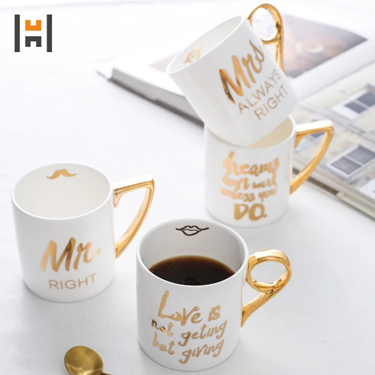 12 OZ Gold Plated Elegant Porcelain Coffee Cup Mug