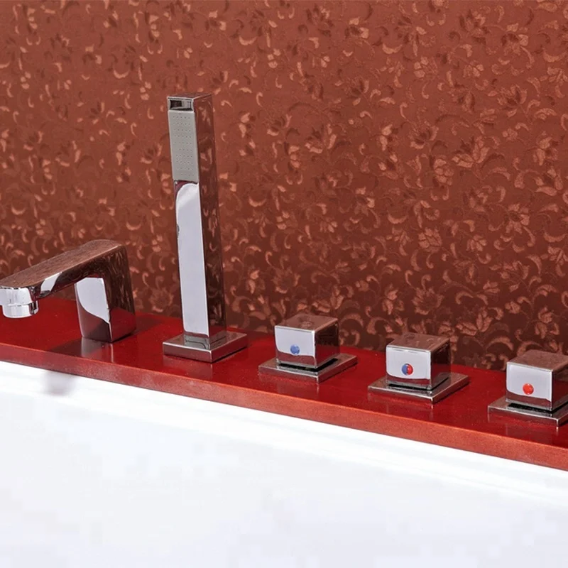 Cheap price triangle Massage jets bath bathtub with wooden skirt