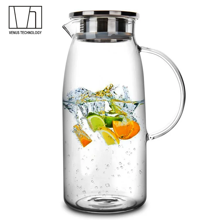 China manufacture home decoration borosilicate glass carafe with stainless steel