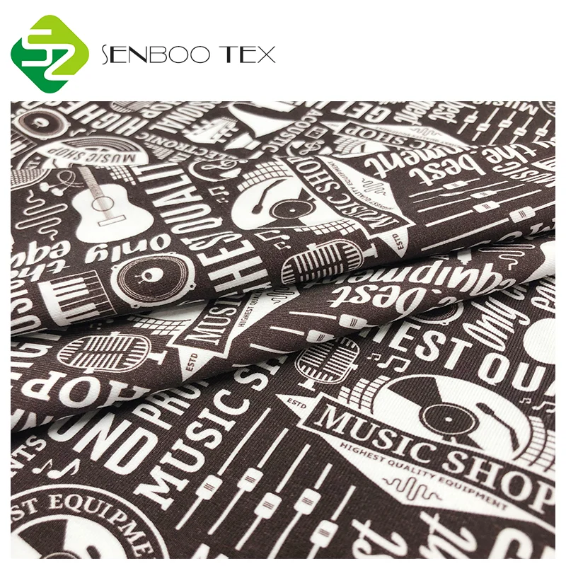 Knitted 200~250gsm Digital Printed 95 Cotton 5 Spandex Jersey Stretch Fabric Textile For Kids Wear