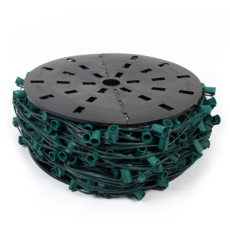 Green Wire 1000FT 1000 Sockets Spt-1 18AWG C9 Lights Spool