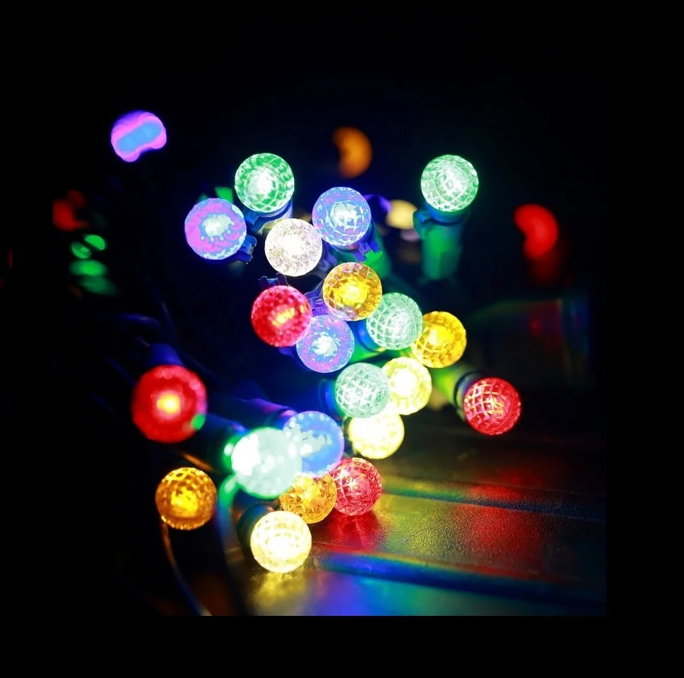 120V 50 LEDs G10 global faceted ball led string light for outdoor holiday Christmas and Halloween