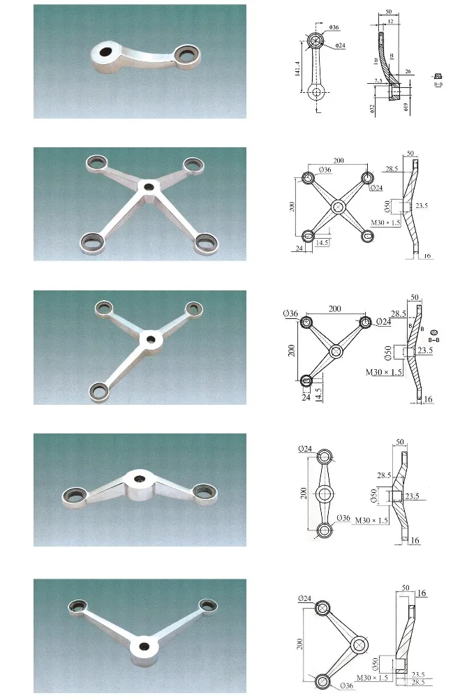 EV200-1 Stainless steel Spider Fitting for Point-fixed Glass Wall System
