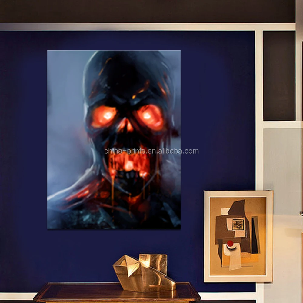 1 Panel Red Eye Ghost HD Printed Custom Canvas Art Scary Skull-Printed Wall Picture Wholesale Drop-shipping/SJMT1884