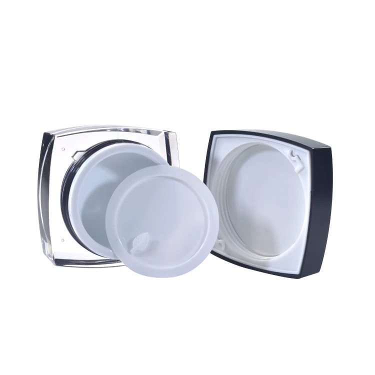 
Cheap and good quality 5g 10g 15g 30g 50g square empty acrylic double wall cosmetic cream jar 