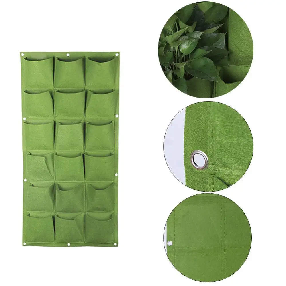 Flower Pots Planter On Wall Hanging Vertical Felt Gardening Plant Decor Green Field Grow Container Bags