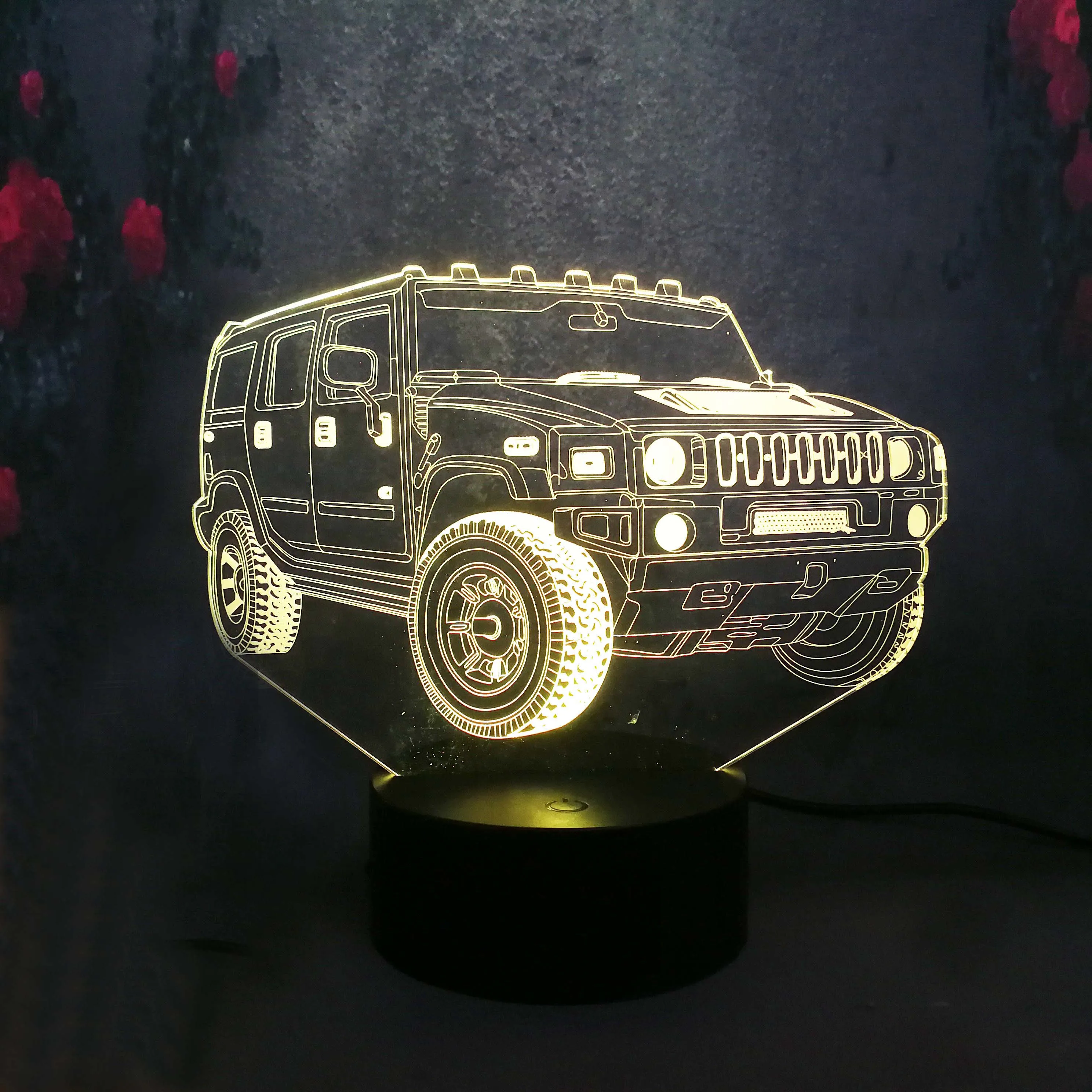 USB 3D Lamparas Patrol Bus Touch LED 7 Color Change Lava Night Light Bedroom Bedside Lamp Deco Child Kid Xmas Halloween Toy Gift