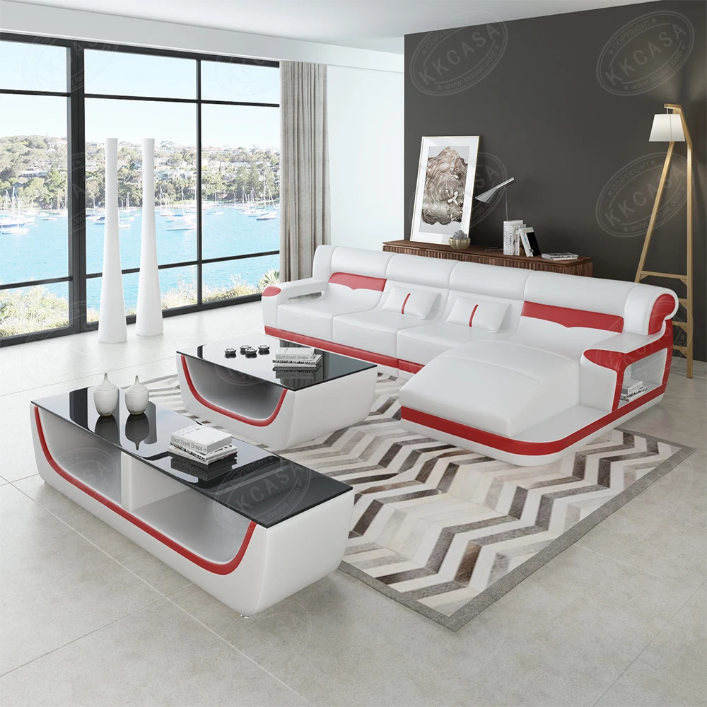High quality house use pure white 3 seater leather sofa set living room furniture modern
