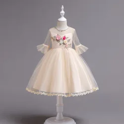 Ywhola Embroidery Wedding Pageant Flower Girl Dress Birthday Girl Dress