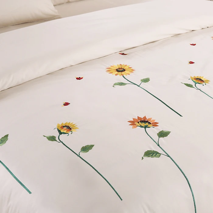 Zhejiang MH Hot sale 100% cotton fabric 4 pieces Handmade embroidery bed cover