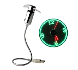 Factory Direct OEM Customizable USB Fan with LED Clock Time Display Gooseneck Flexible USB Fan Clock for PC Computer Laptop