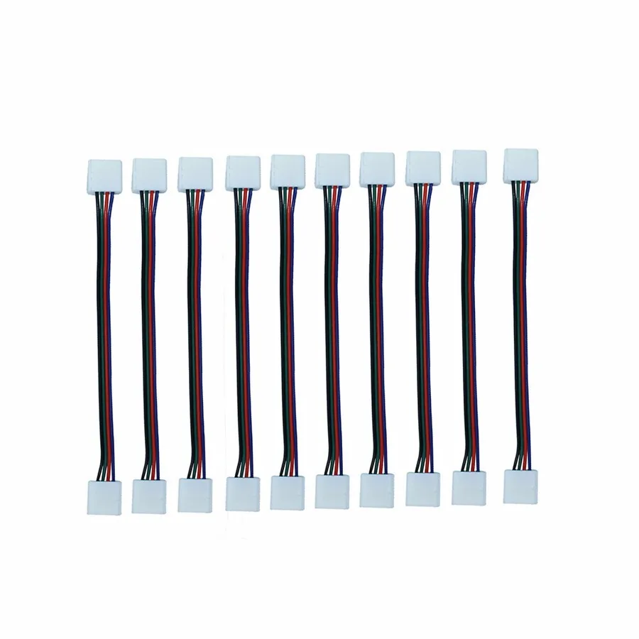10mm 4 Pin LED RGB Strip Connector for SMD 5050 Strips Lights Solderless PCB Board with Female Connect Cable