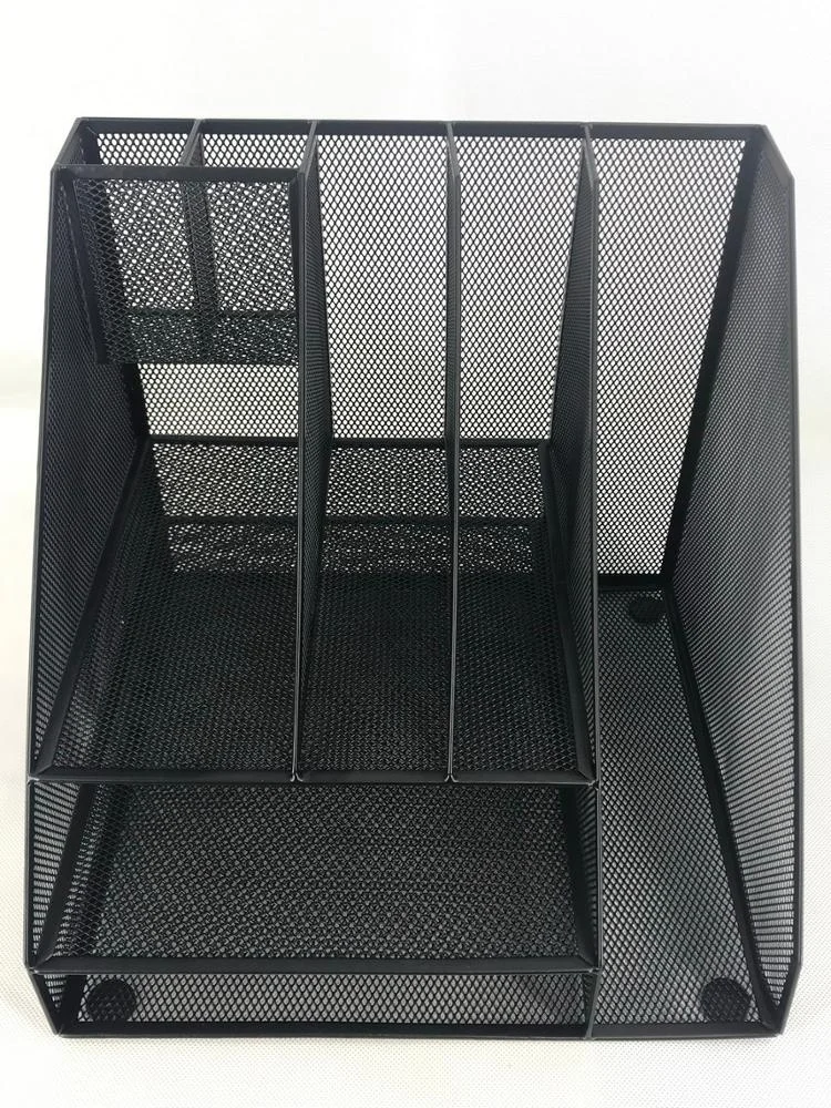Inno-Crea Office Supplies Metal Mesh Desk File Organizer with Double Tray