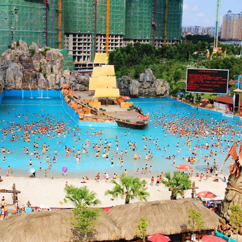 China Guangxi 30,000 Fiberglass Water Slide / Wave Pool / Family Water Playground Water Park