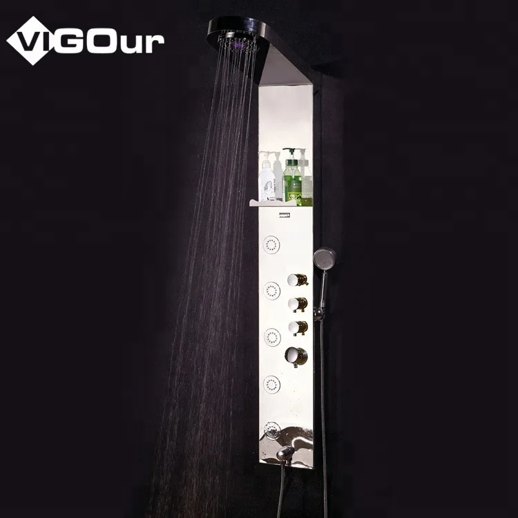 Ceramic Cores Valve Massage Jets Waterfall Bathroom Mixer gold Painted ss Shower Panel