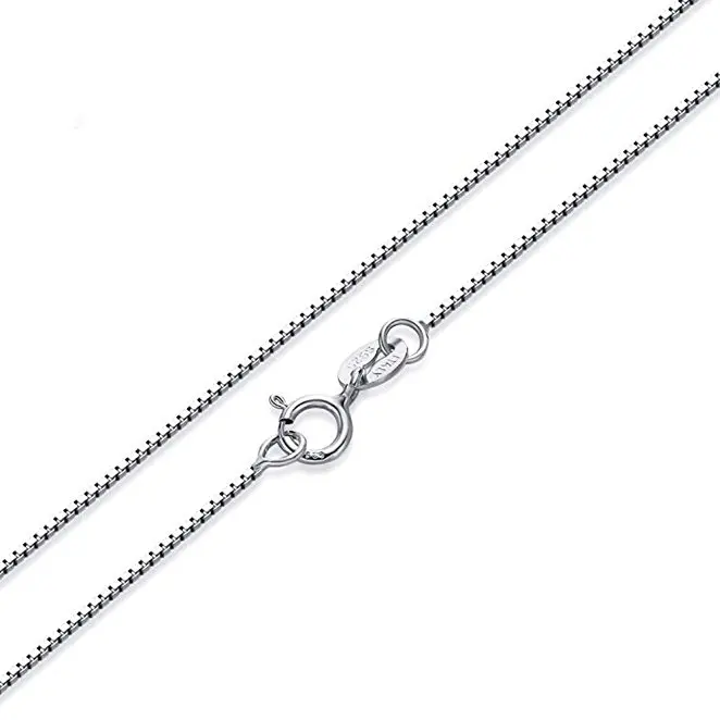 Box 24 Inch Chain Sterling Silver Italy Wholesale S925 Pure Necklaces Sliver High Quality Sterling Silver 2mm Chain 0.8mm 10pcs