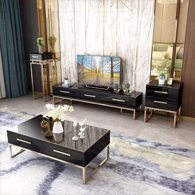 Luxury Tv stand Black and White TV unit Luxury Led Tv table