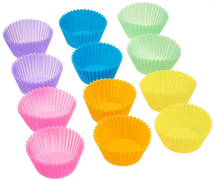 12pk Reusable Silicone Baking Cups cupcake mold for baking cakes Freezer-, microwave-, and oven-safe