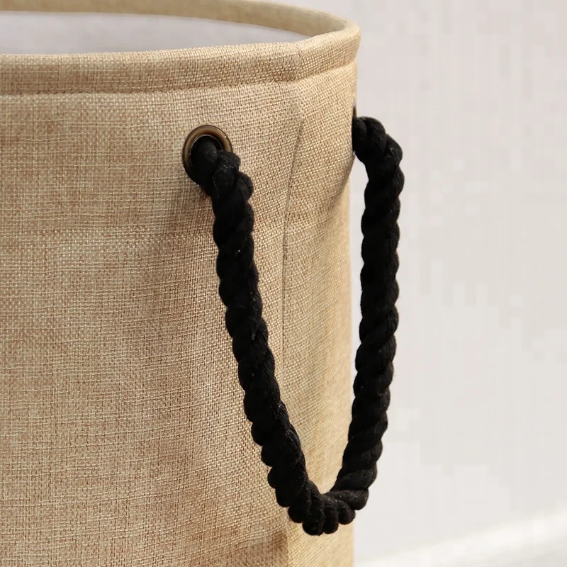 Top Quality Linen Fabric Folding Household Laundry Basket Stand