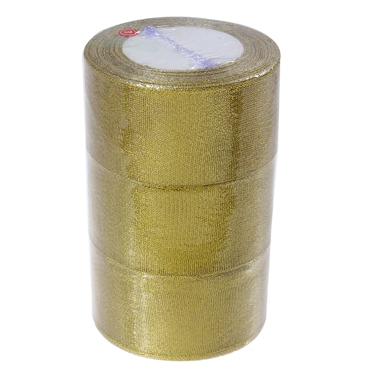 25yard one roll double face glitter gold sliver metallic christmas wired ribbon