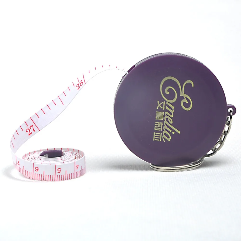 Wholesale Stainless Steel Mini Logo Advertised Keychain Measuring Key Chain Advertised Purple Tape Measure For Chest Measurement