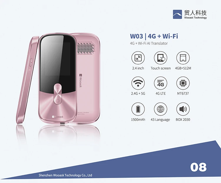 
Глобальный переводчик речи, Wi-Fi, 4G, 108 языков, интеллектуальный переводчик в режиме реального времени, портативный карманный переводчик ИИ языков 