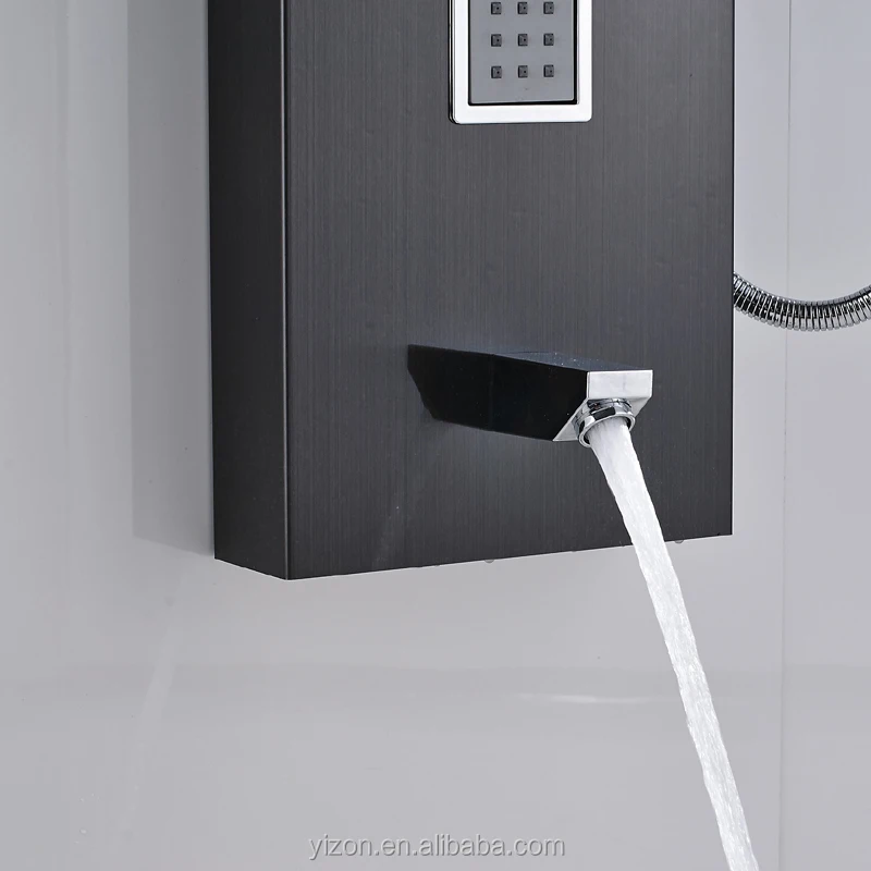 Черная дождевая душевая панель для ванной комнаты, набор колонок с массажной системой, кран с насадками, ручной распылитель