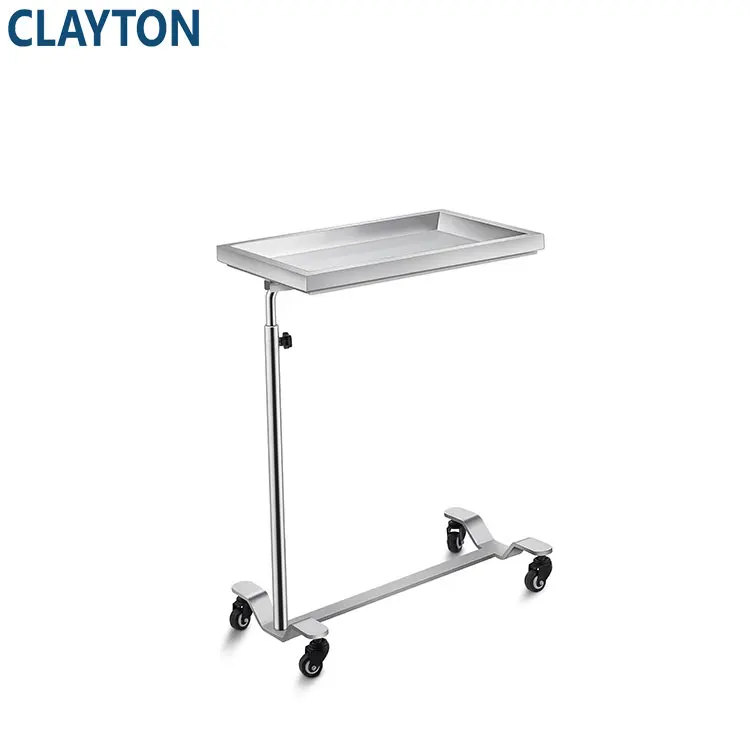 Drive Medical Over Bed Laptop Rolling Table Stainless Steel Mayo Trolley Hospital