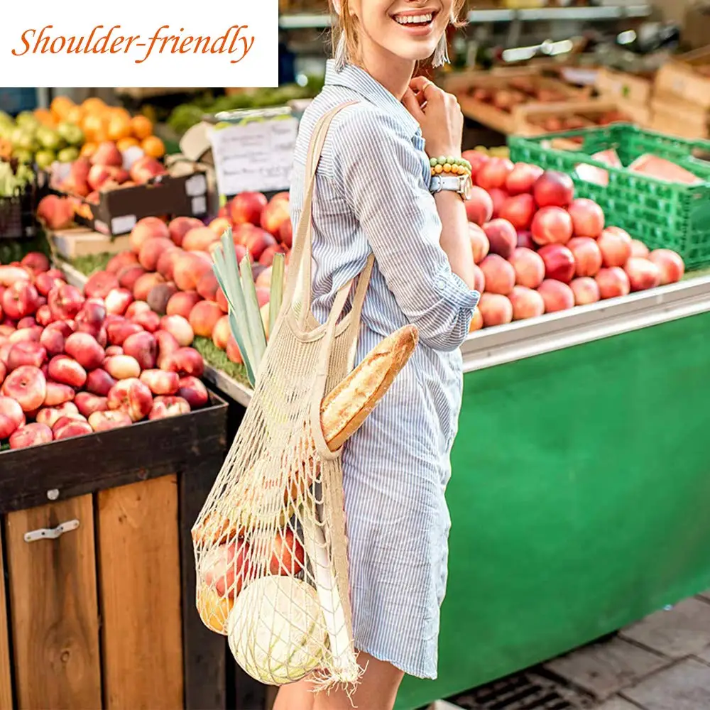 2024  Best Reusable 100% Organic Cotton mesh net bag for food and fruit