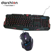 Russian keyboard mouse combo Backlit LED gaming led 3color fingerboard +Colorful gaming mouse breathing light 7 buttons 3600DPI