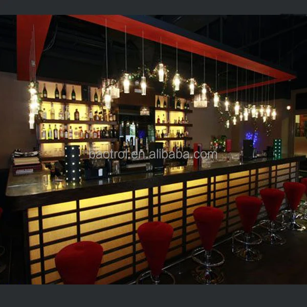 illuminated led free standing commercial wooden modern bar counter