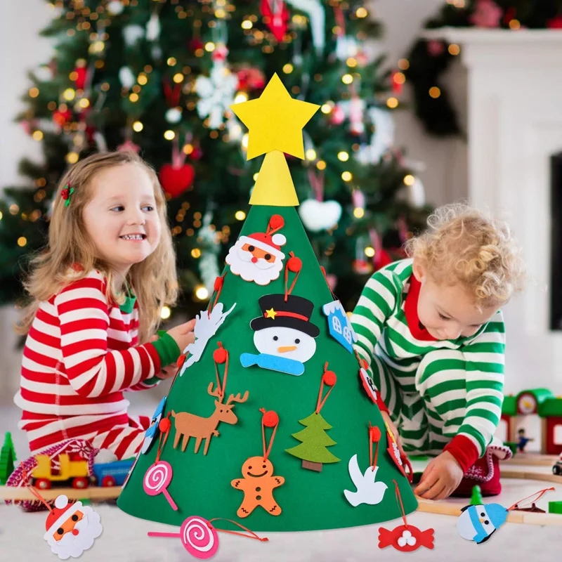 
Xmas Gift Led Lights 3D DIY Felt Christmas Tree with 18PCS Hanging Ornaments 