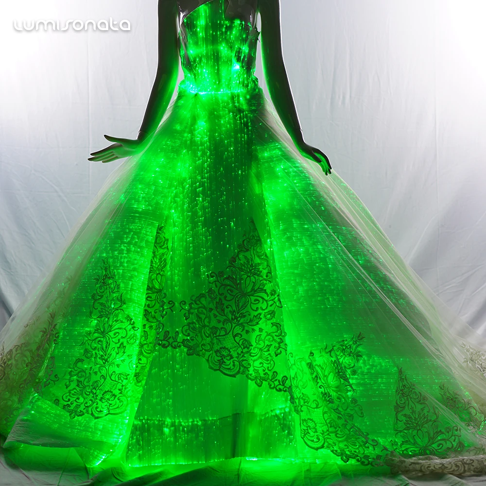 Новинка 2019 года платье из оптоволокна со светодиодными лампочками для выпускного вечера