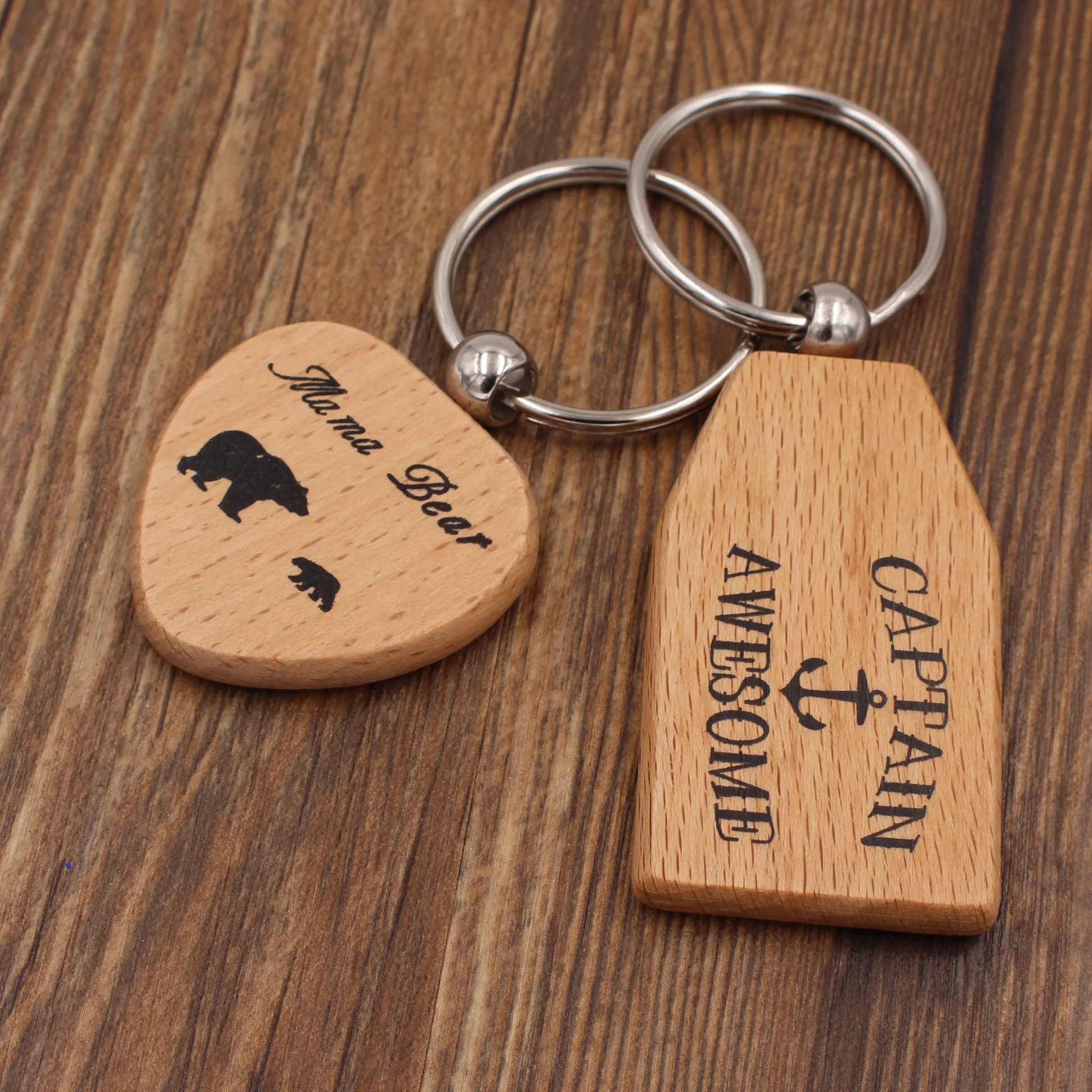 Hot sale customize heart wood key chain for gift