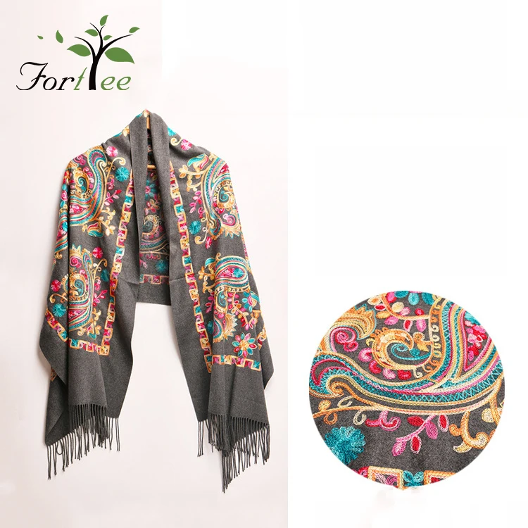 Special new design luxury dubai women classy embroidery muslim scarf