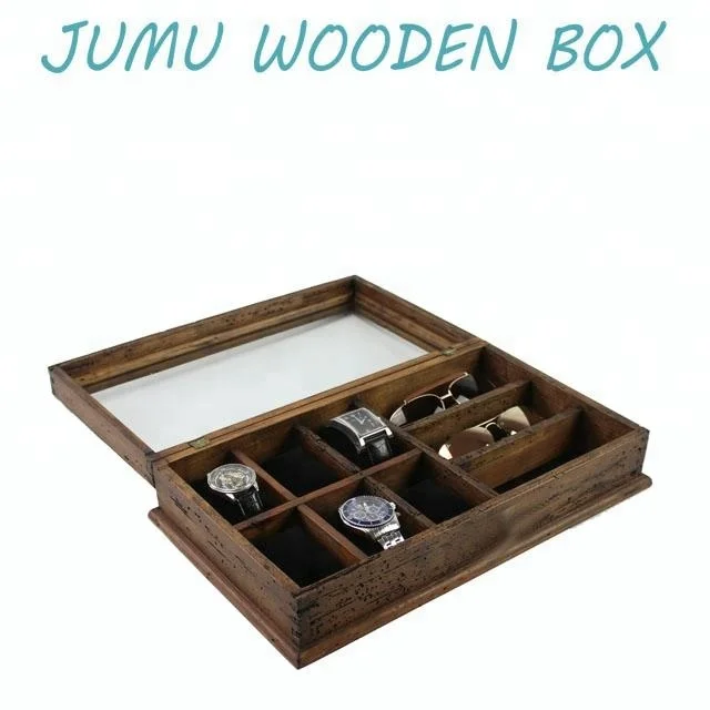 antique vintage looking watch sun glasses wooden boxes