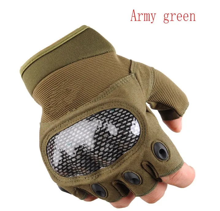 Tactical Gloves Fingerless Carbon Fiber Knuckle