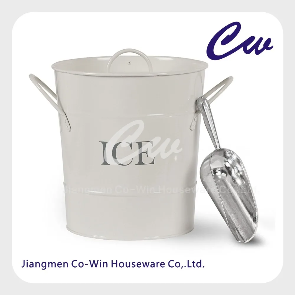 Galvanized Steel Metal Ice Bucket With Plastic Inner Liner And Lid Scoop / Ice Bucket / Champagne Bucket