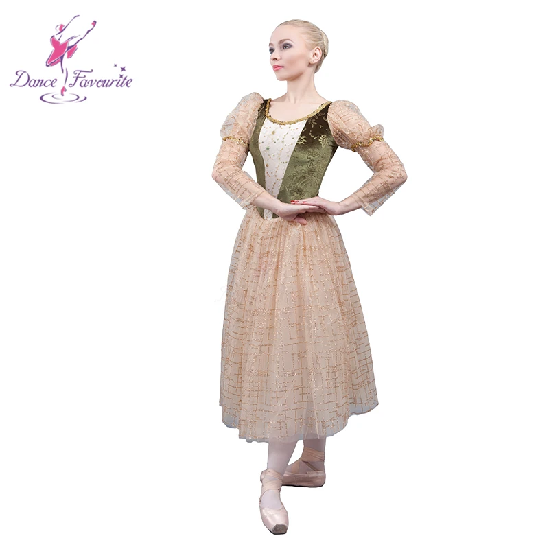 Long Sleeve Ballet Dance Performance Costume Romantic Tutu Ballerina Dress 18036