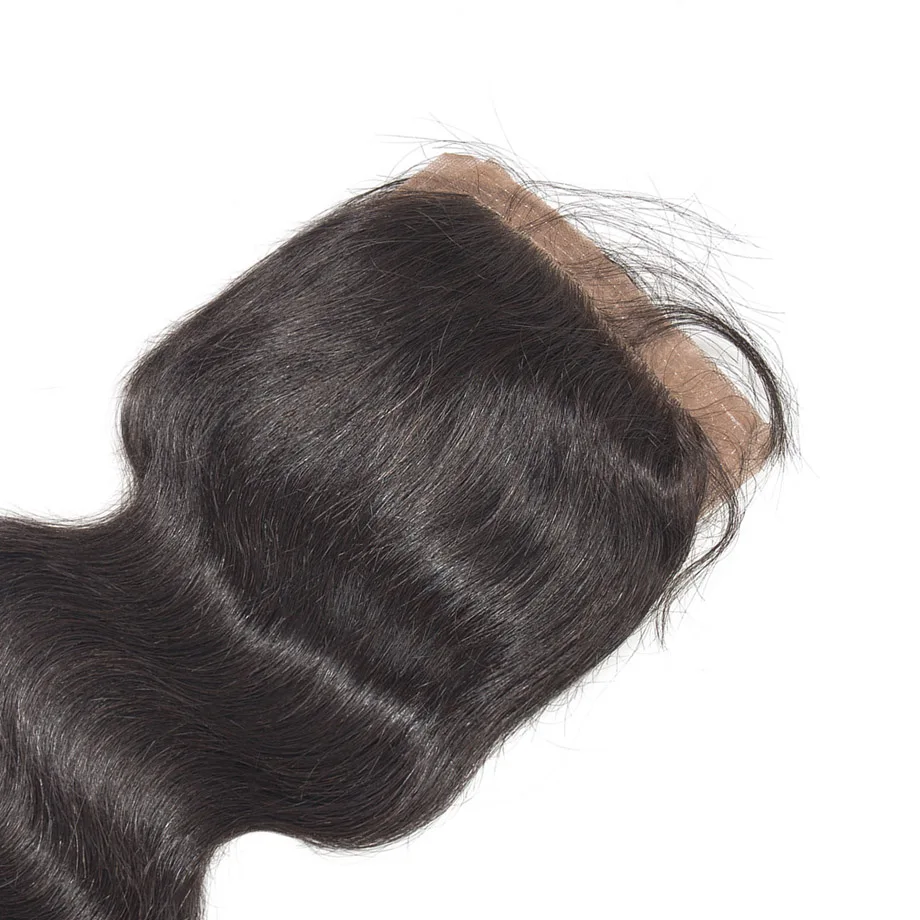 Pre Plucked Natural Hair Line Silk base lace closure 4x4 Body wave Bleach knots silk lace closure