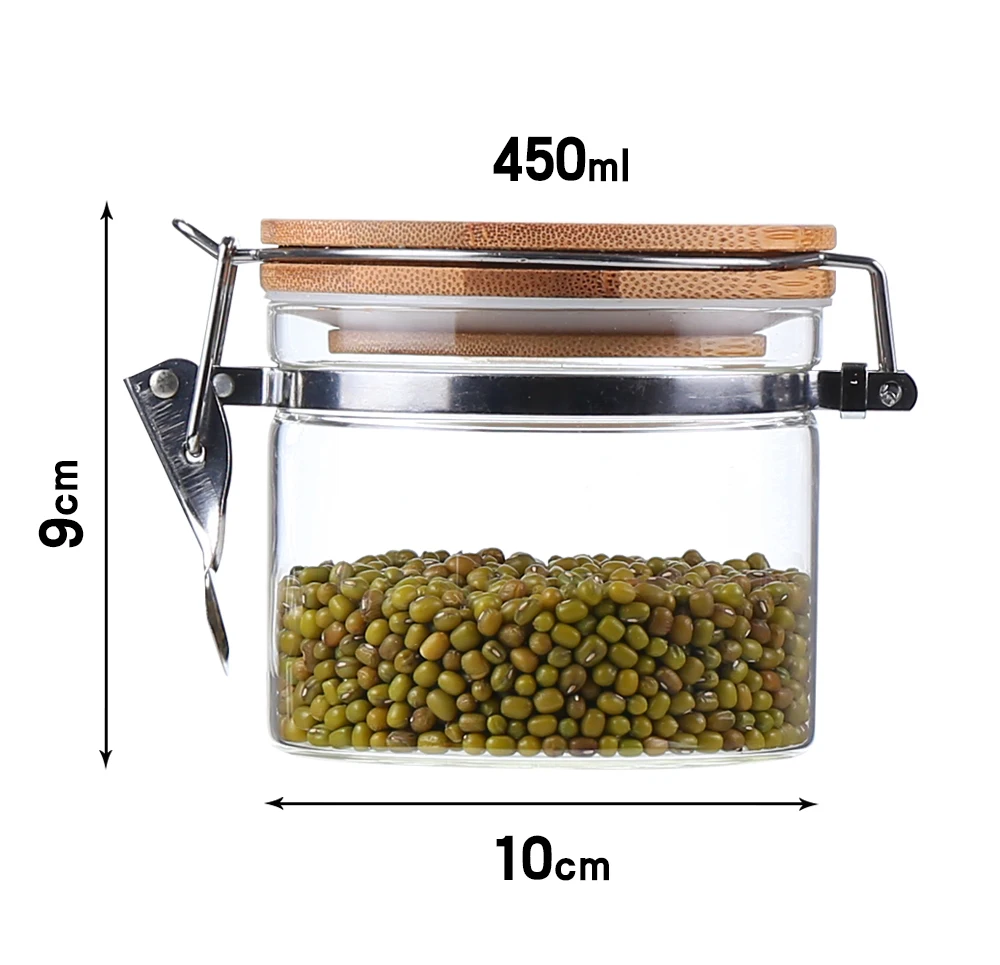 
2019 high quality factory price Bamboo Buckle cover glass jar 