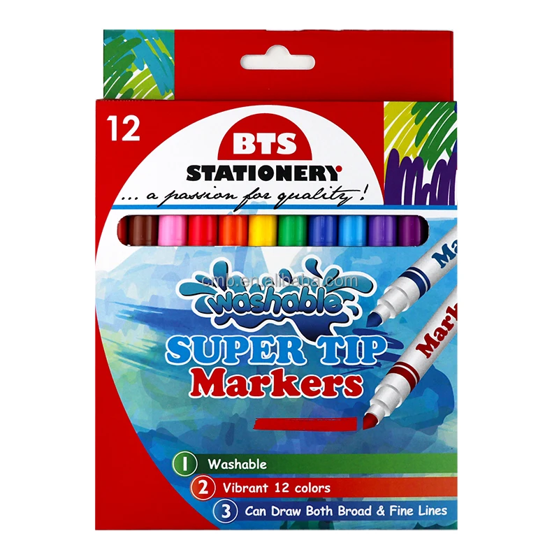 12 цветных маркеров в цветной коробке