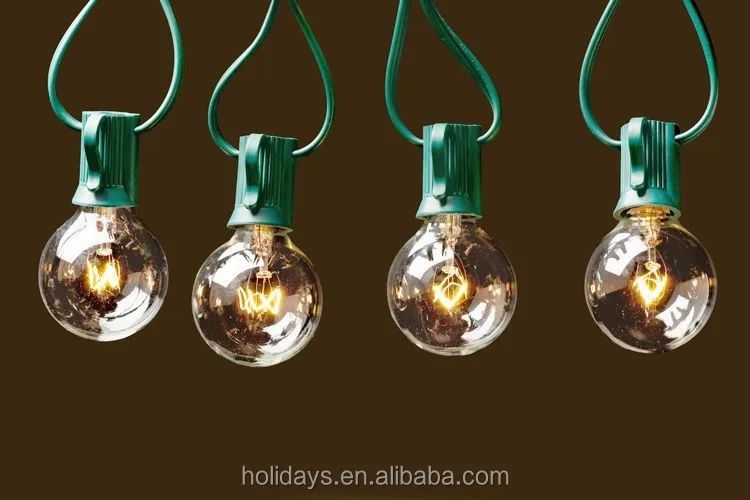 Green 25 Clear Bulbs Commercial Outdoor G40 Globe String Lights