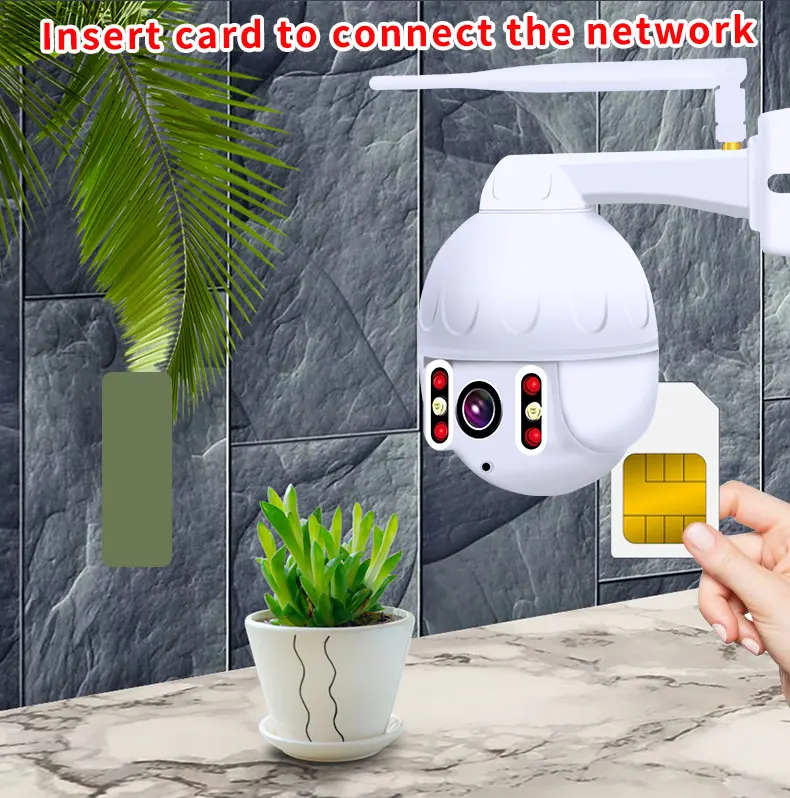 4g Sim Card IR Dome Camera AI Auto Tracking Plastic Housing Smart Security Dome Ptz Ip Camera
